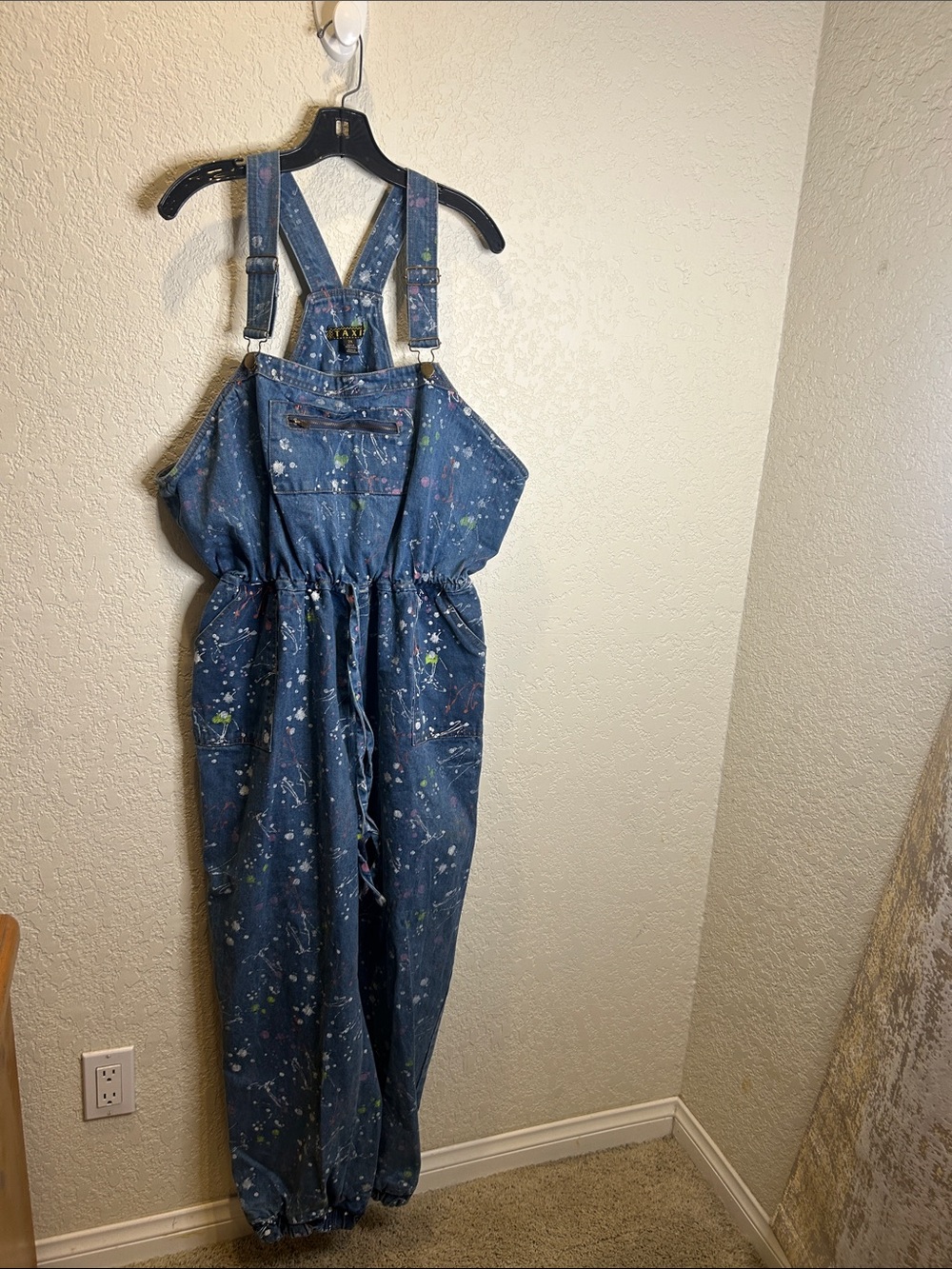 Taxi Carrie AJLT Paint-Splatter Denim Overalls
